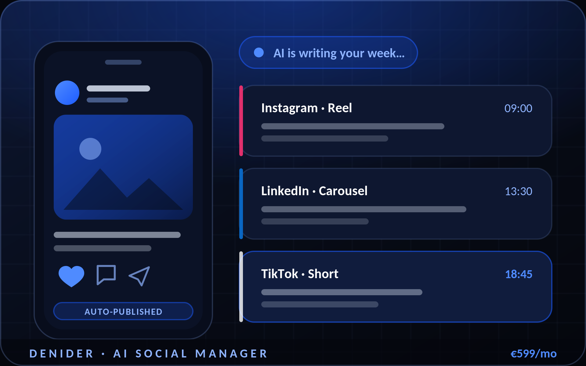 DENIDER AI Social Manager dashboard