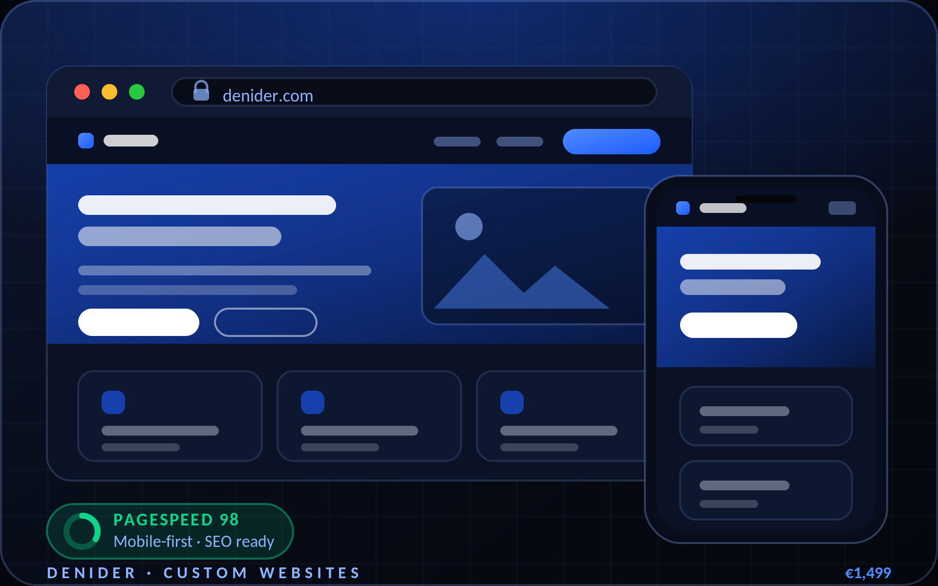 DENIDER custom website design mockup